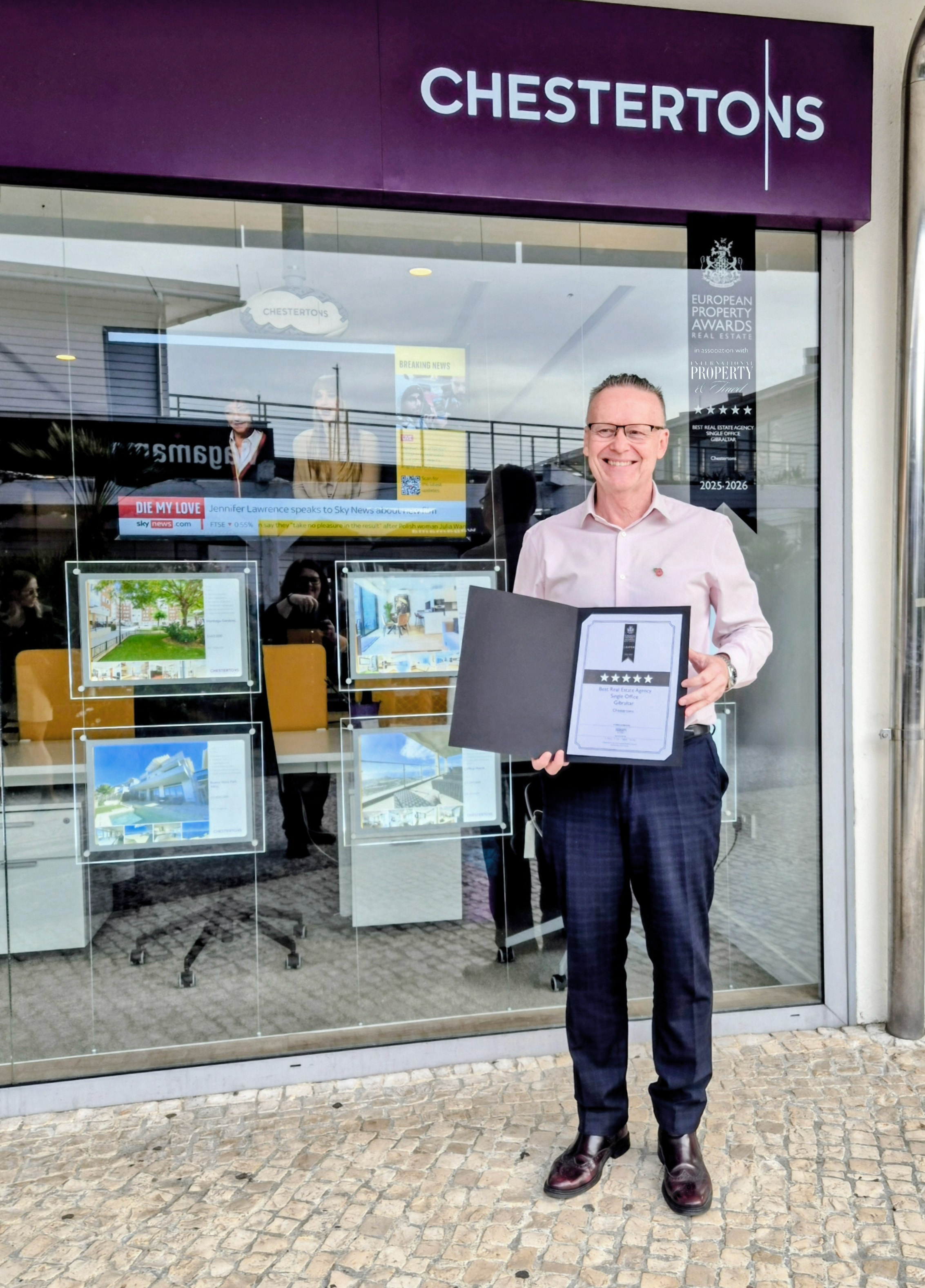 Chestertons wins ‘Best Real Estate Agency – Single Office Gibraltar’ at The European Property Awards 2025–2026 Image